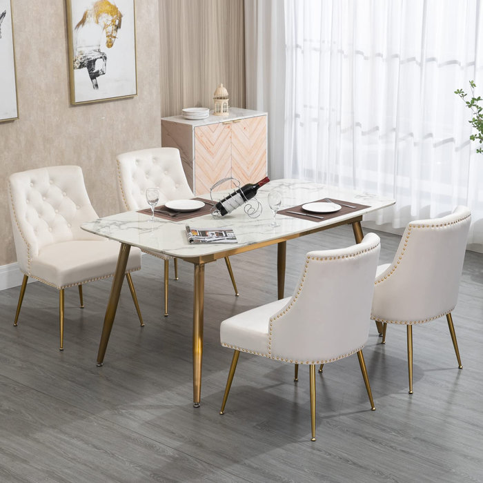 Everly Quinn Tufted Velvet Solid Back Side Chair & Reviews | Wayfair